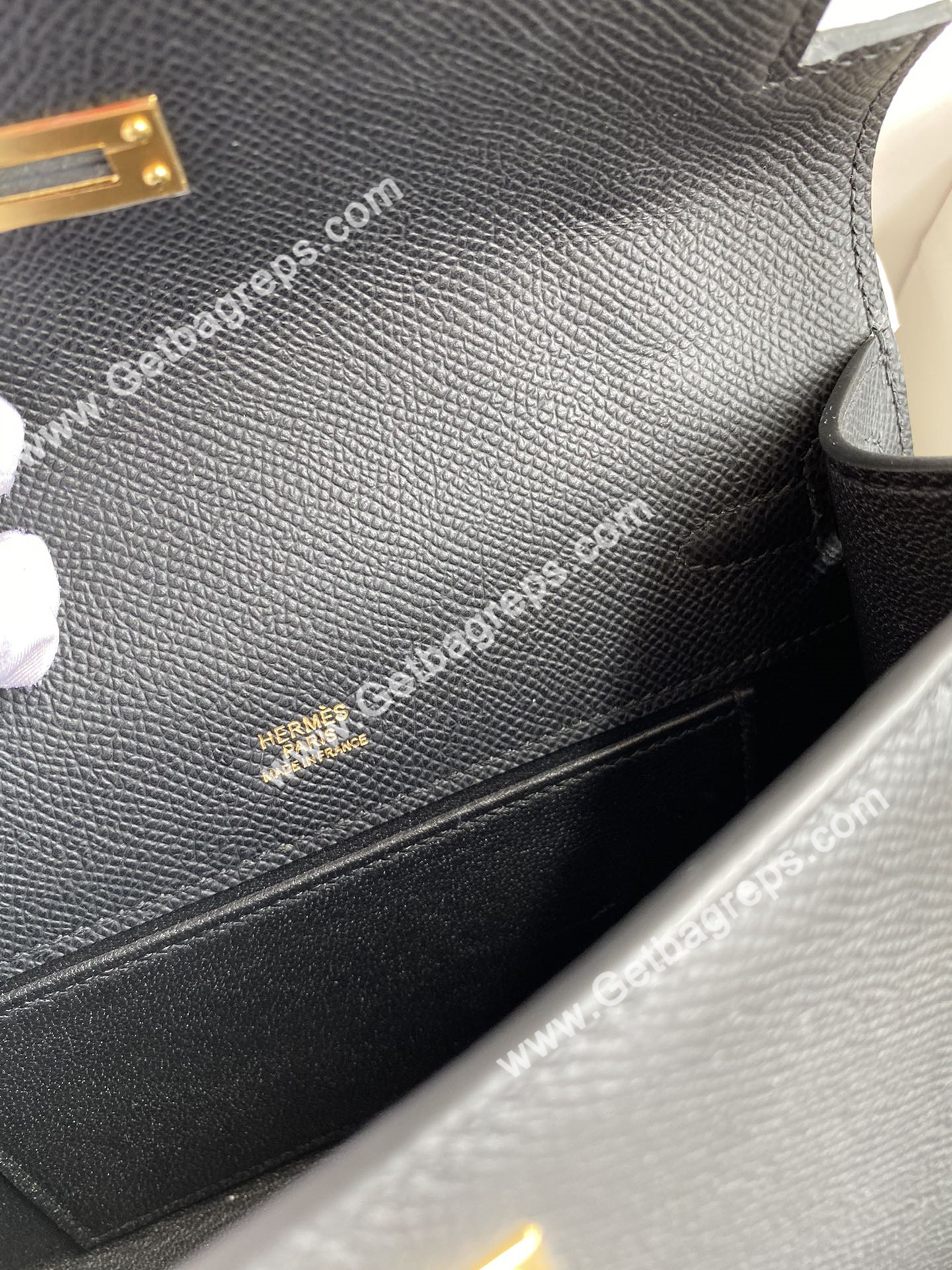Kelly 22cm Epsom Black With Gold