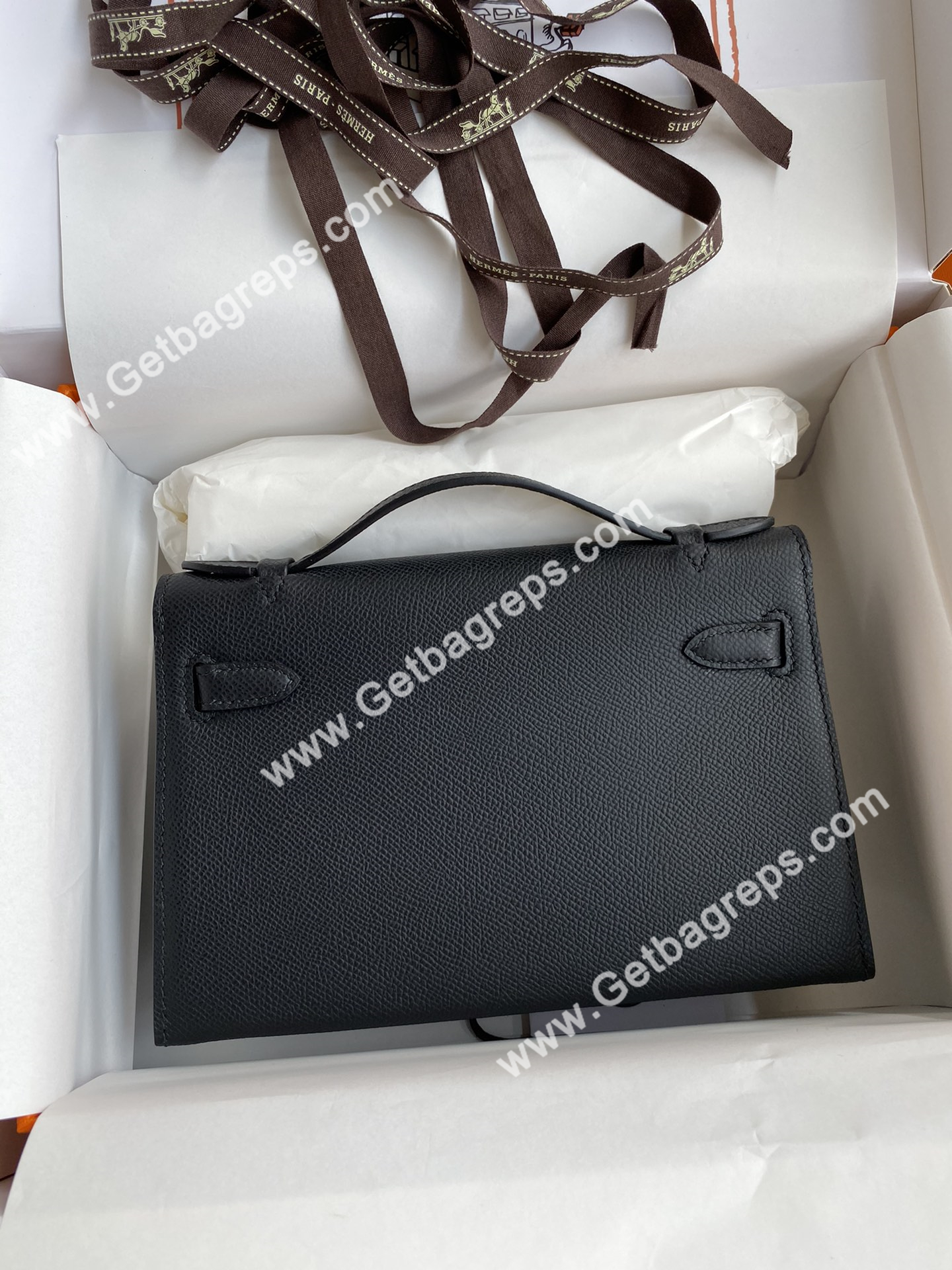 Kelly 22cm Epsom Black With Gold