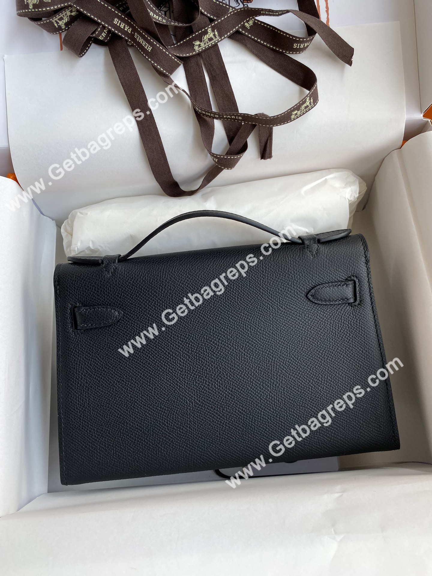 Kelly 22cm Epsom Black With Silver