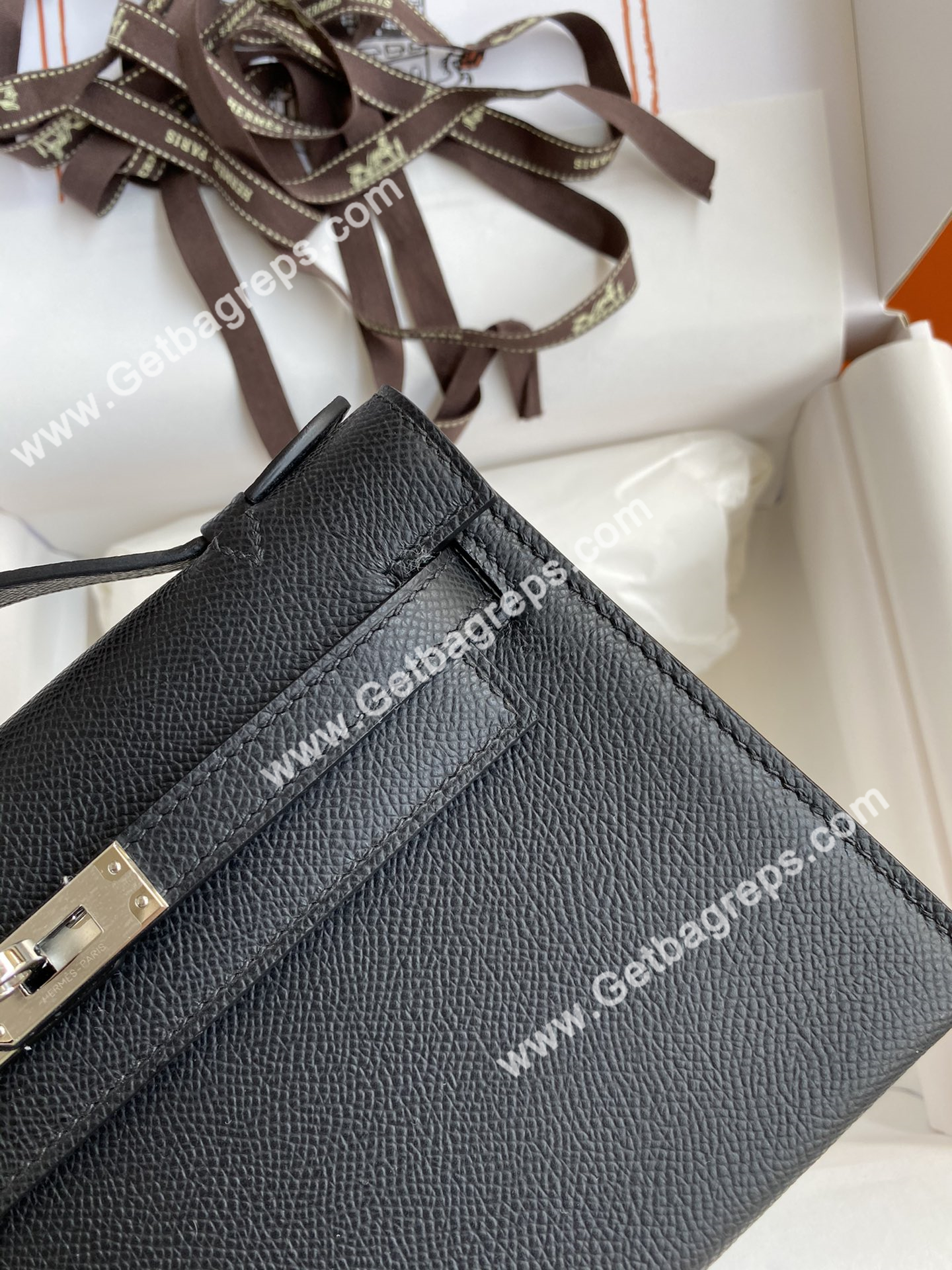 Kelly 22cm Epsom Black With Silver