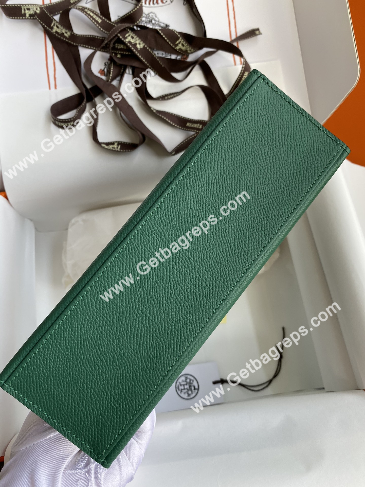 Kelly 22cm Epsom Malachite Green With Gold