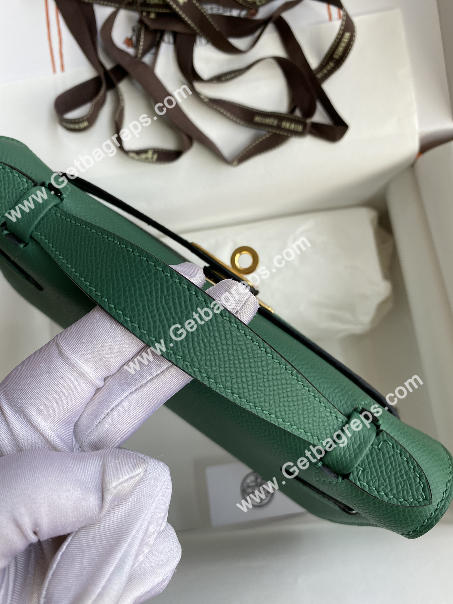 Kelly 22cm Epsom Malachite Green With Gold