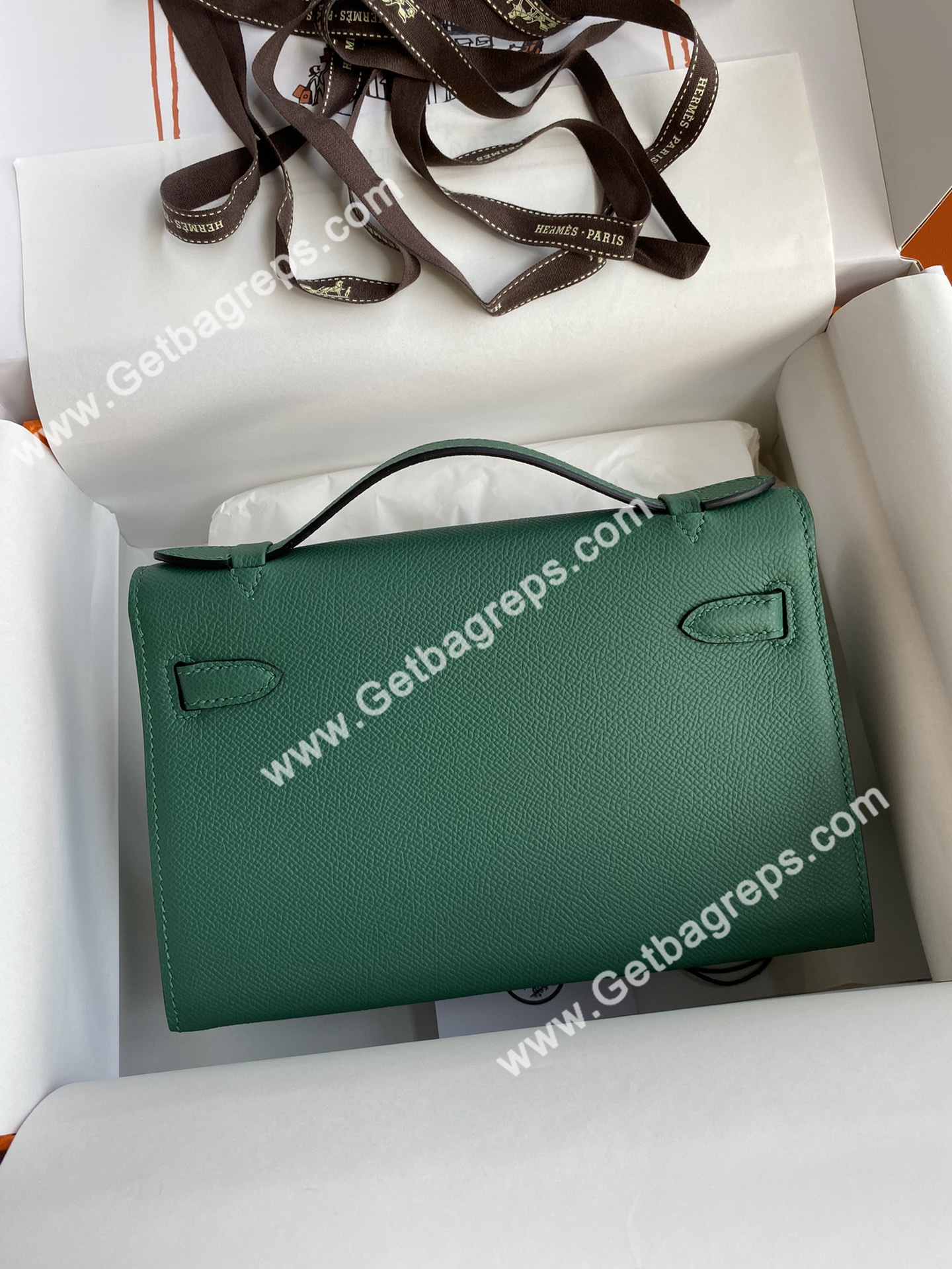 Kelly 22cm Epsom Malachite Green With Gold