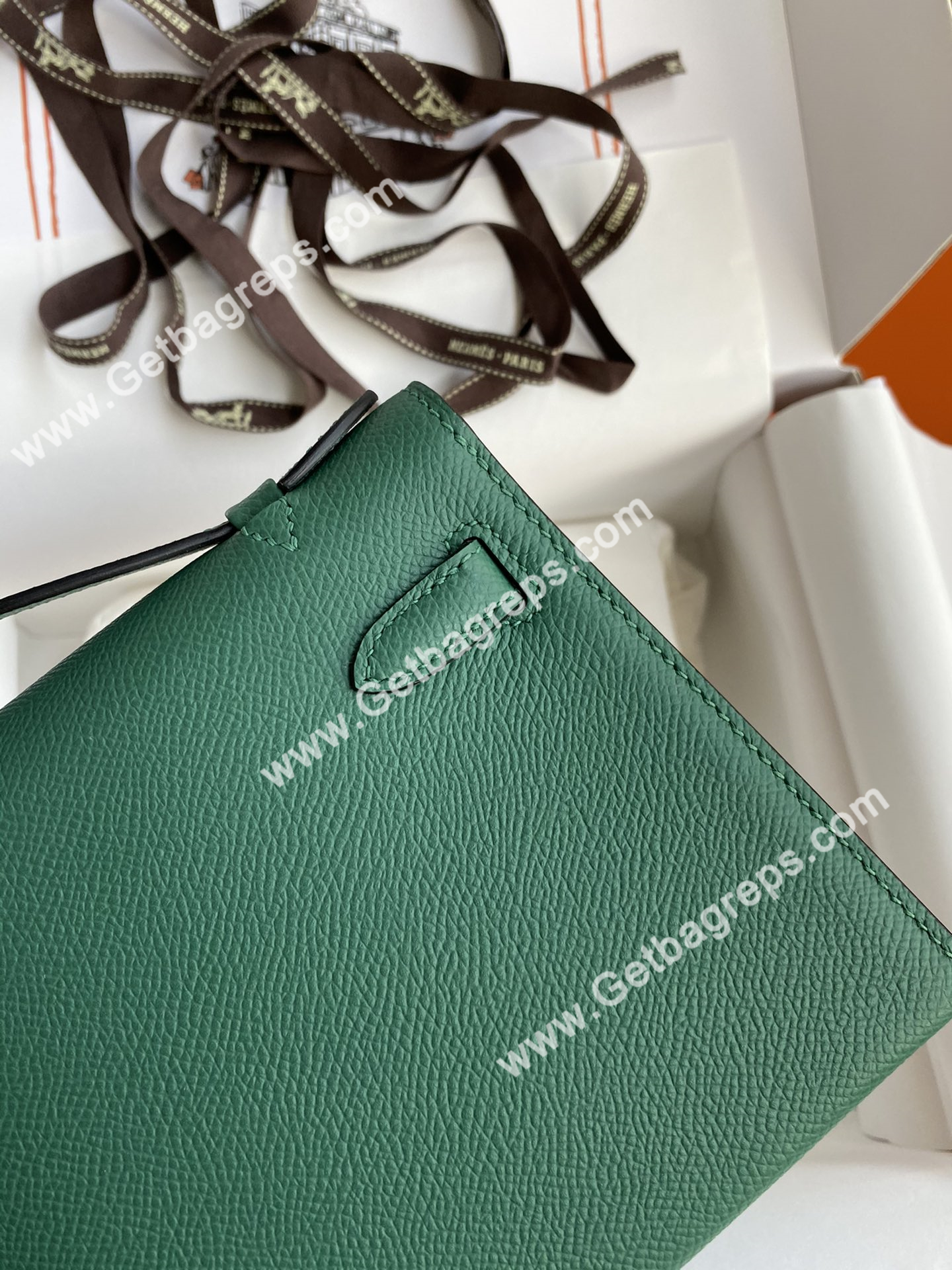 Kelly 22cm Epsom Malachite Green With Silver