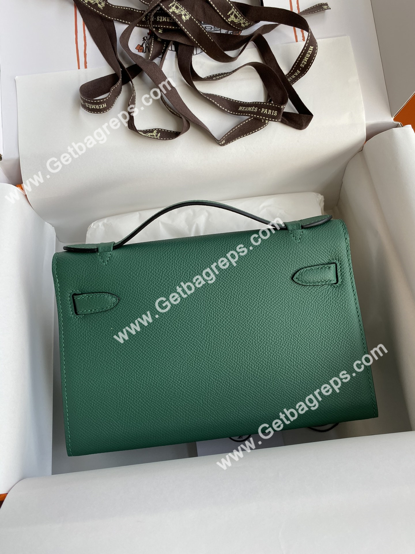 Kelly 22cm Epsom Malachite Green With Silver