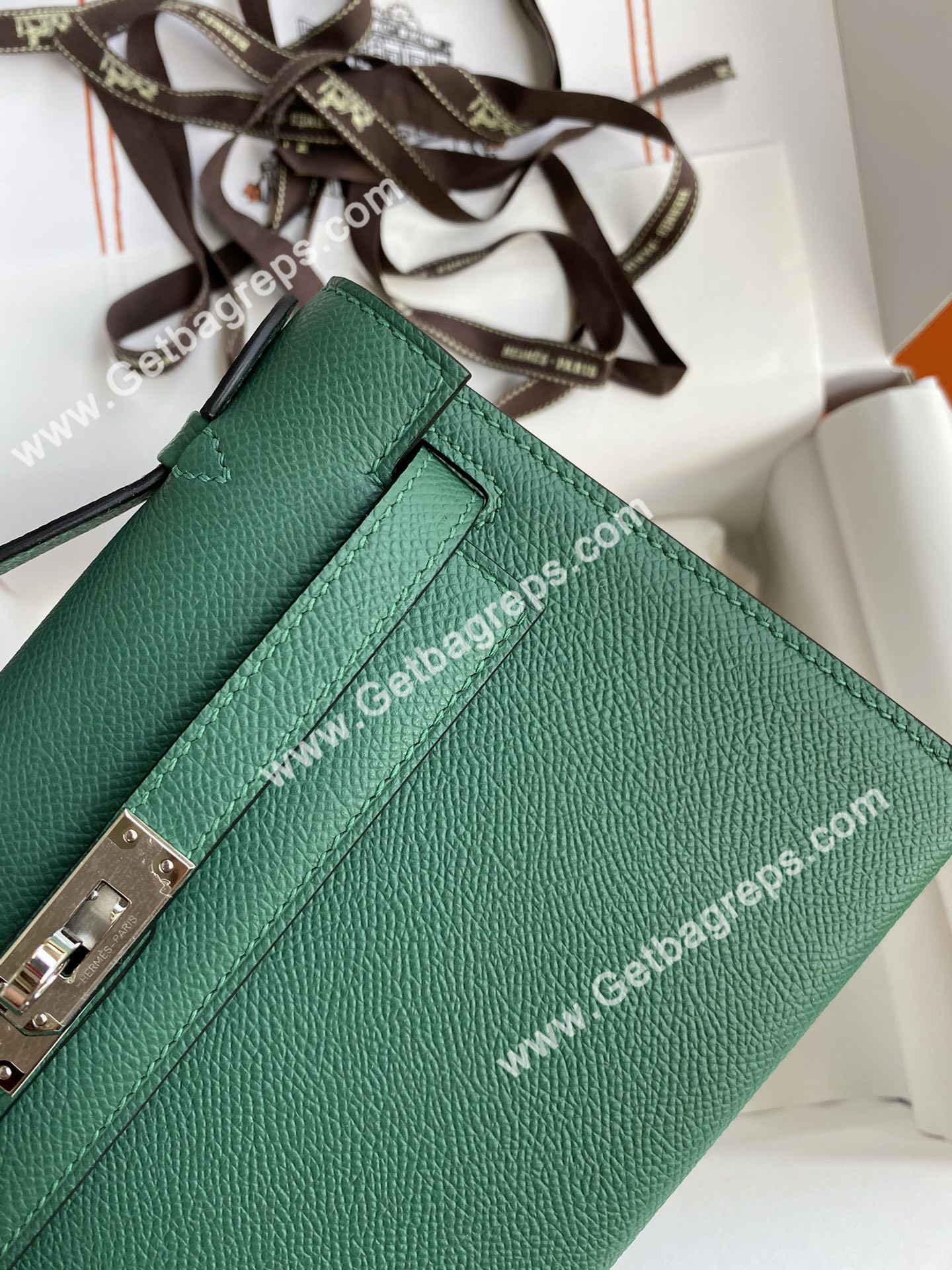 Kelly 22cm Epsom Malachite Green With Silver