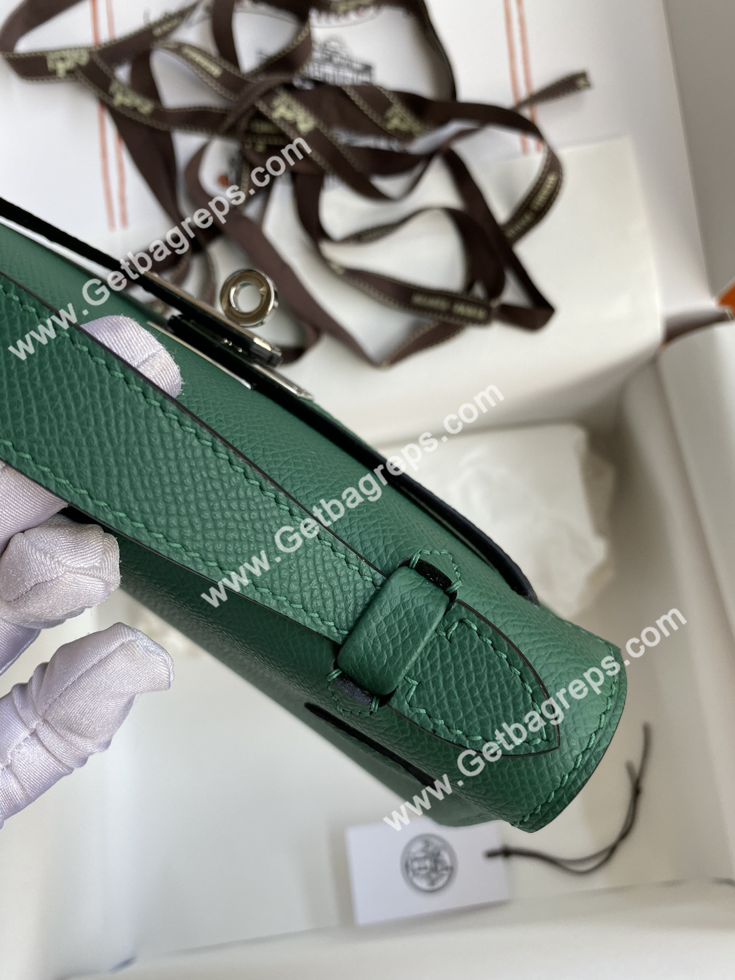 Kelly 22cm Epsom Malachite Green With Silver