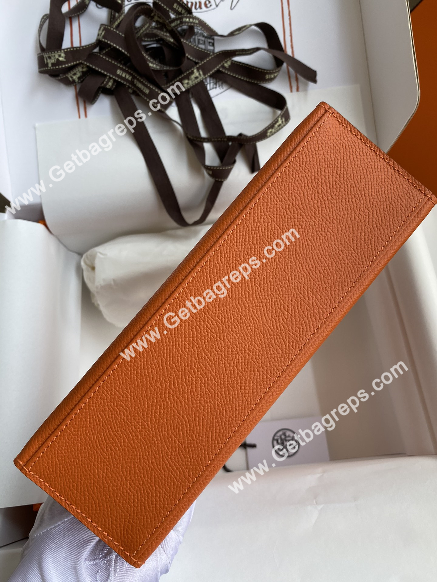 Kelly 22cm Epsom Orange With Gold