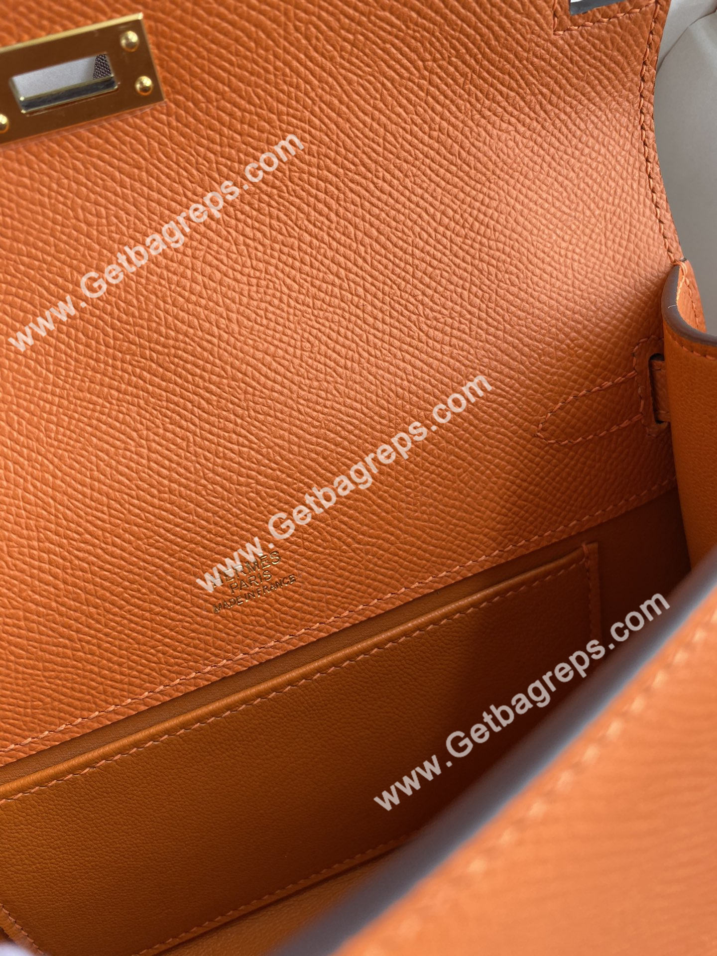 Kelly 22cm Epsom Orange With Gold