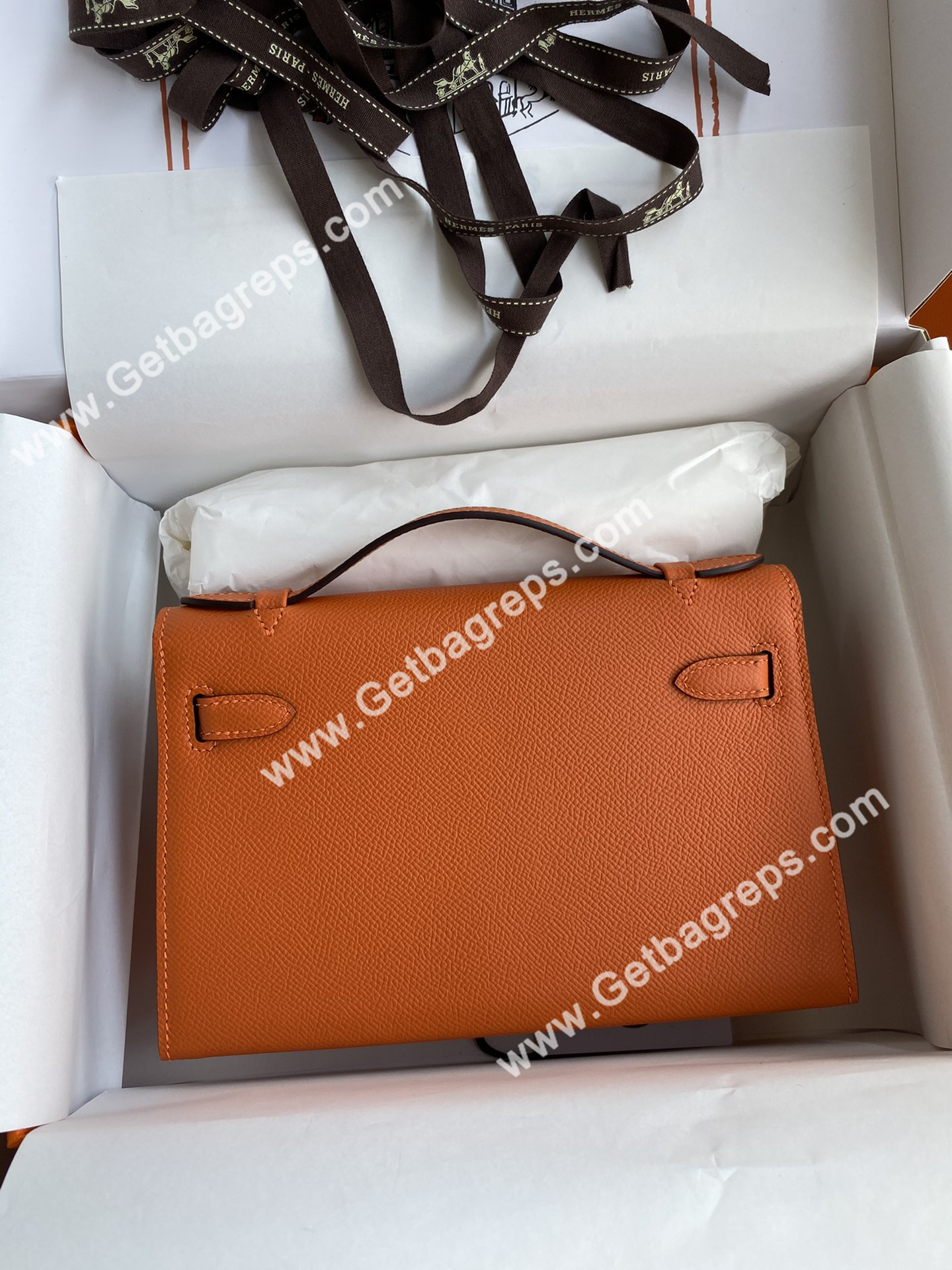 Kelly 22cm Epsom Orange With Gold