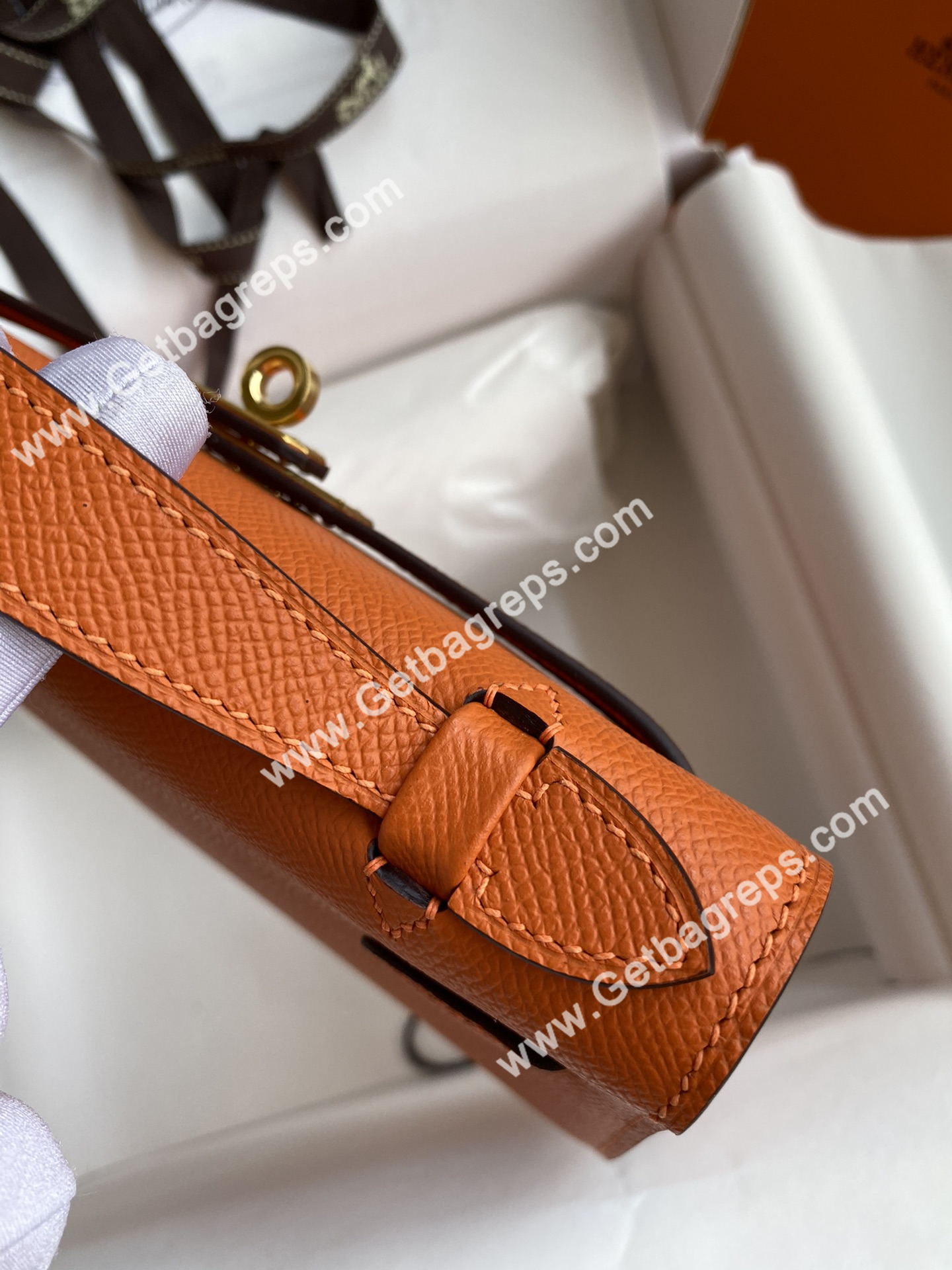 Kelly 22cm Epsom Orange With Gold