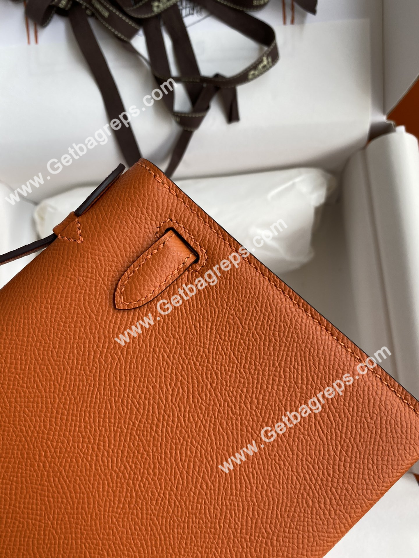 Kelly 22cm Epsom Orange With Gold