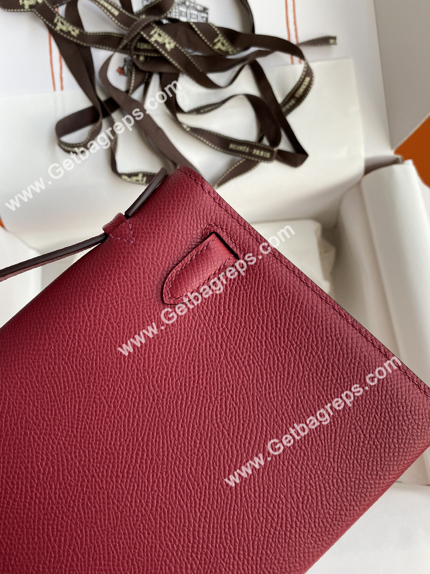 Kelly 22cm Epsom Ruby With Silver