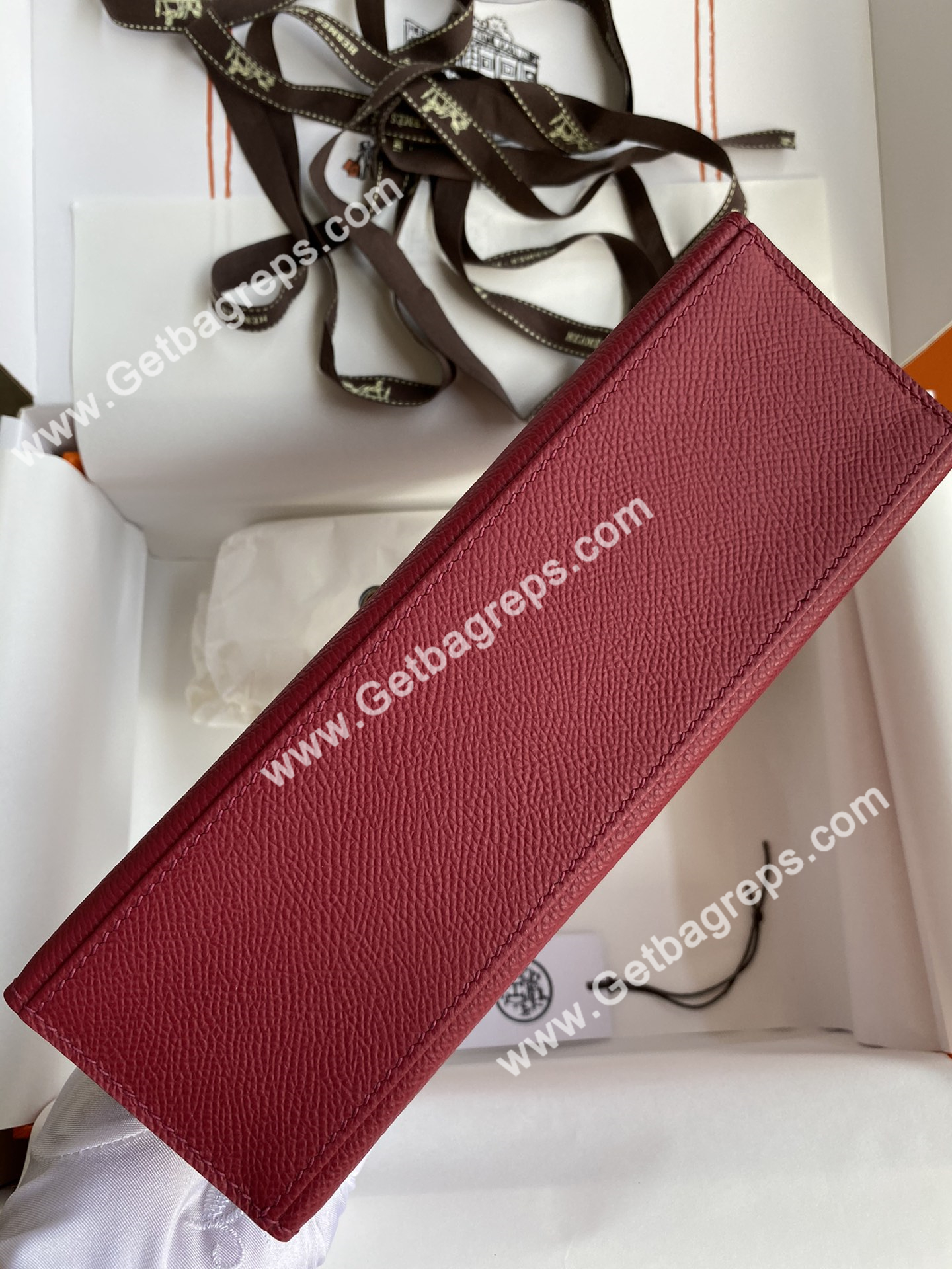 Kelly 22cm Epsom Ruby With Silver