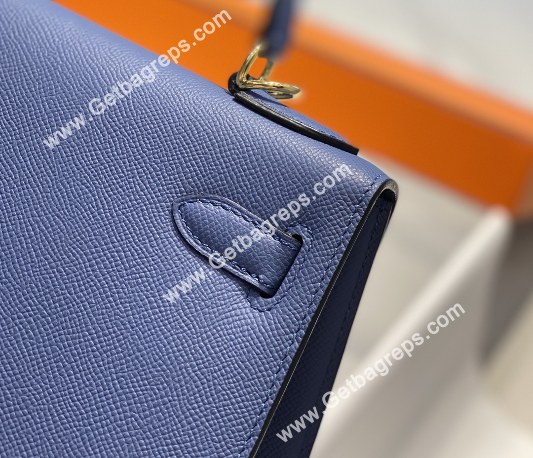 Kelly 25cm 28cm Epsom Agate Blue With Gold