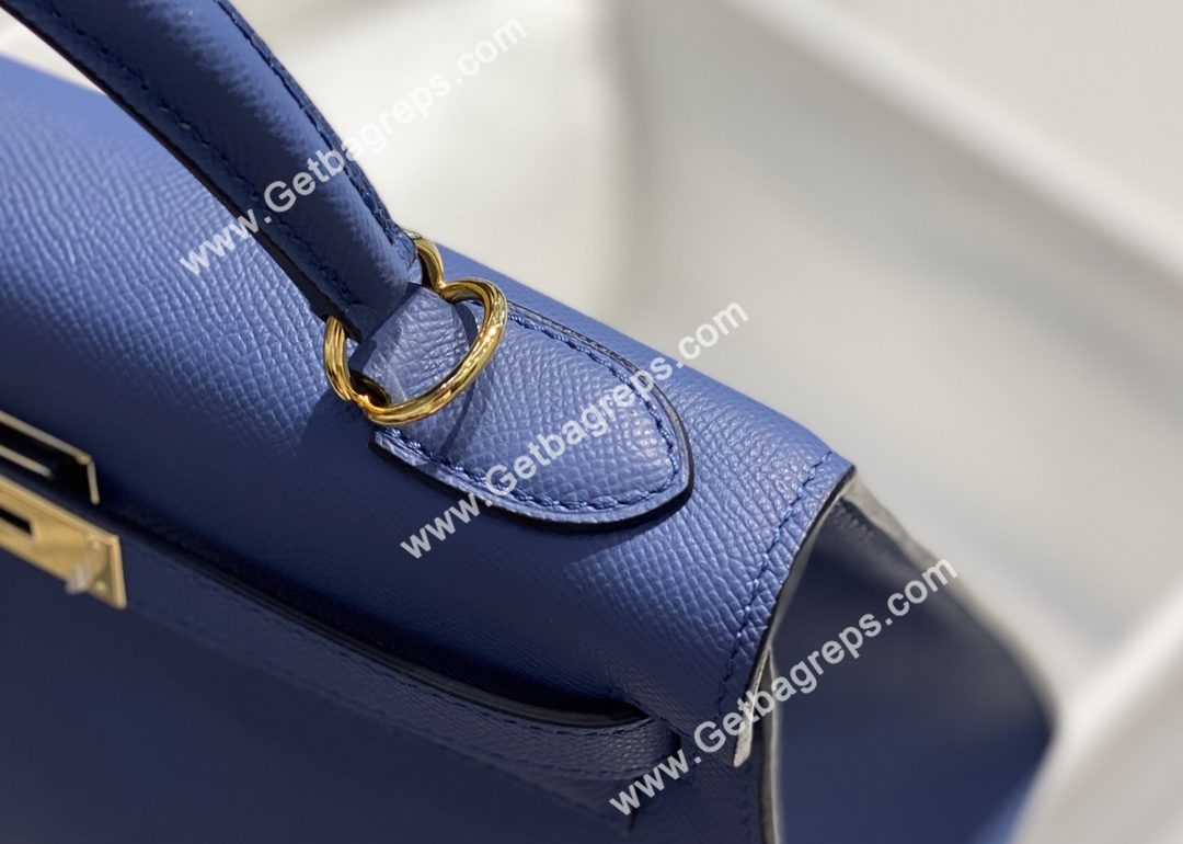 Kelly 25cm 28cm Epsom Agate Blue With Gold
