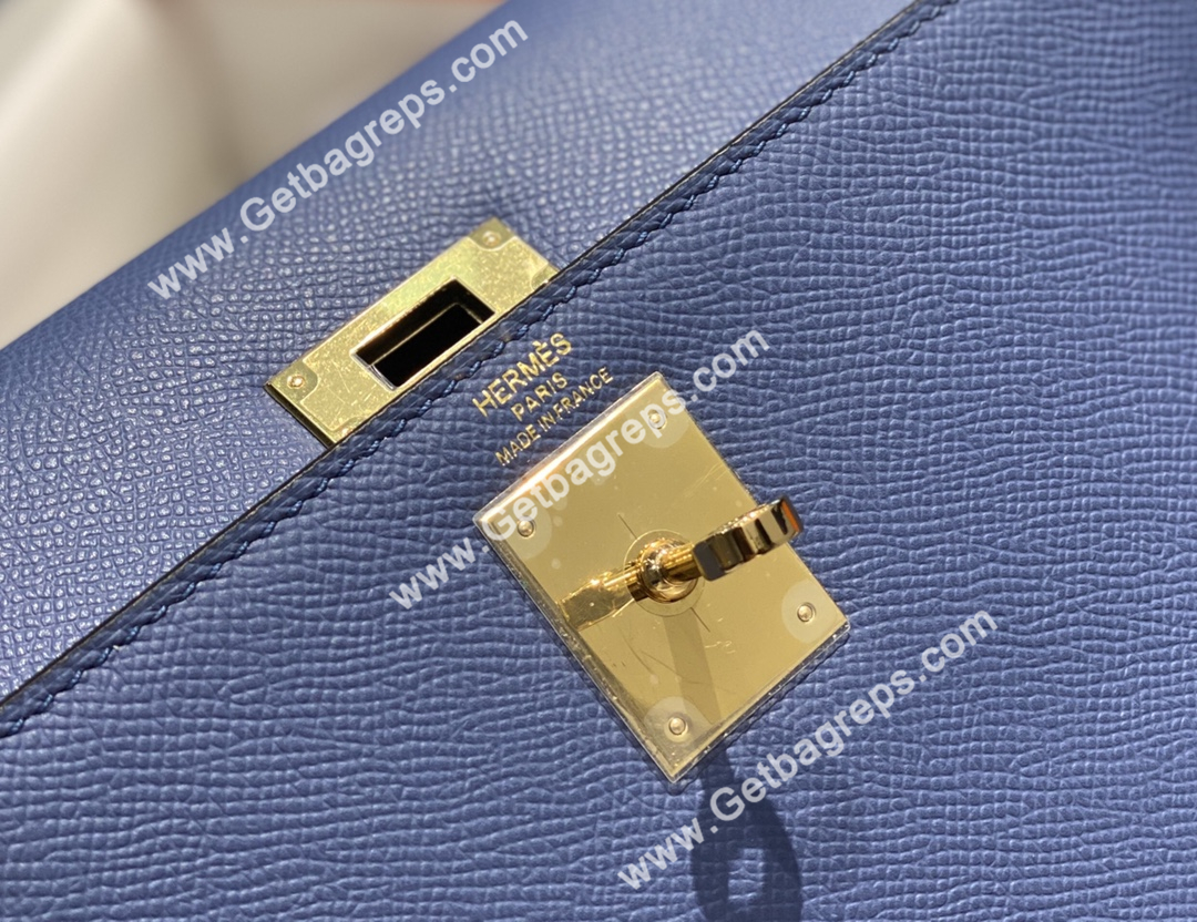 Kelly 25cm 28cm Epsom Agate Blue With Gold