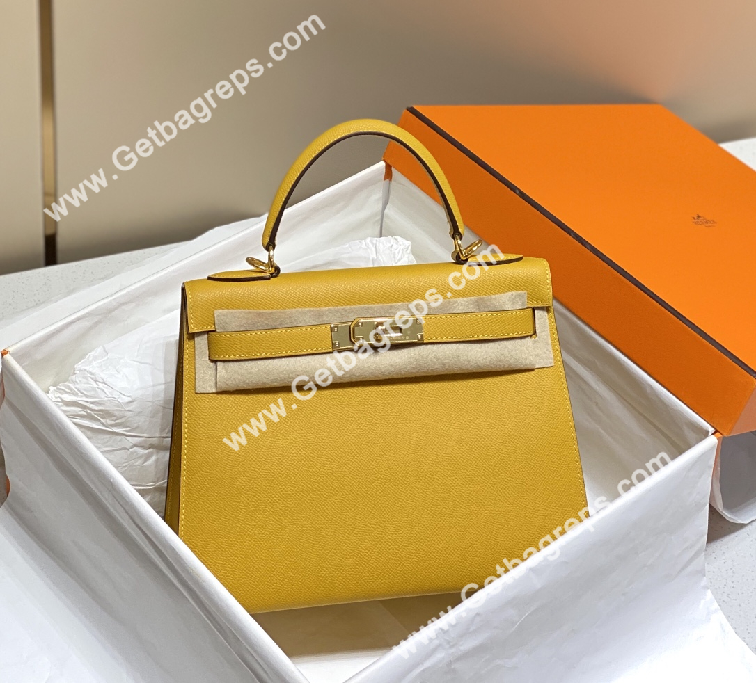 Kelly 25cm 28cm Epsom Amber With Gold