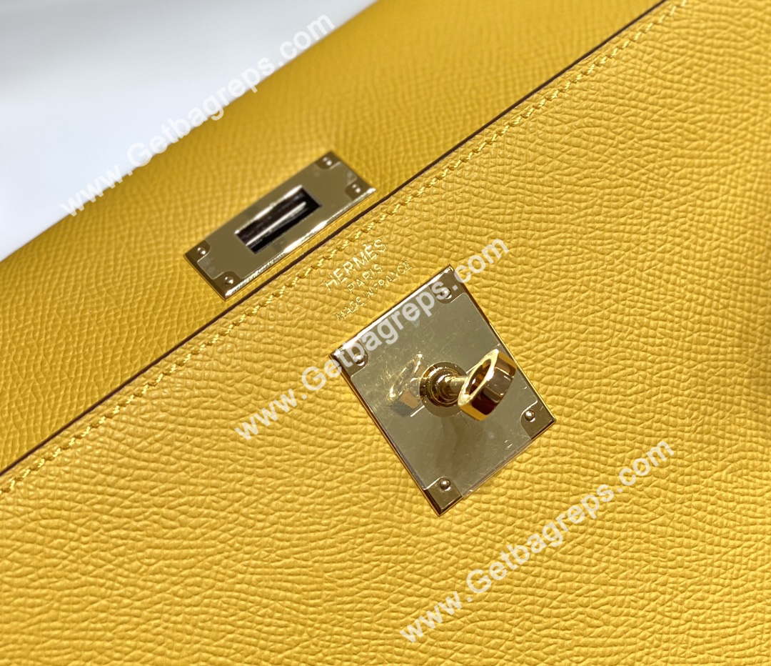 Kelly 25cm 28cm Epsom Amber With Gold