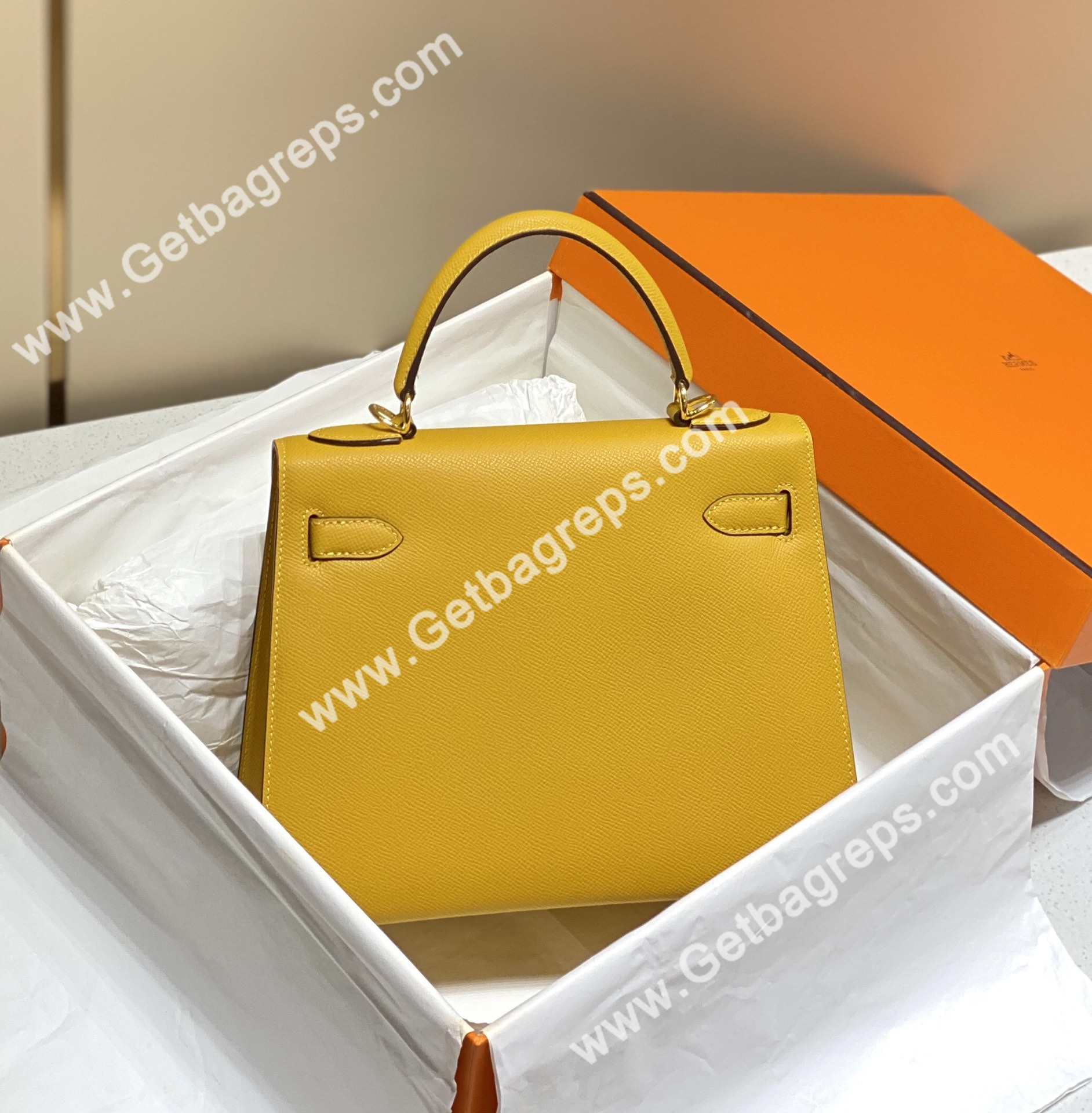 Kelly 25cm 28cm Epsom Amber With Gold