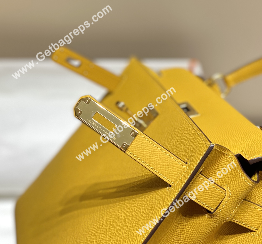 Kelly 25cm 28cm Epsom Amber With Gold