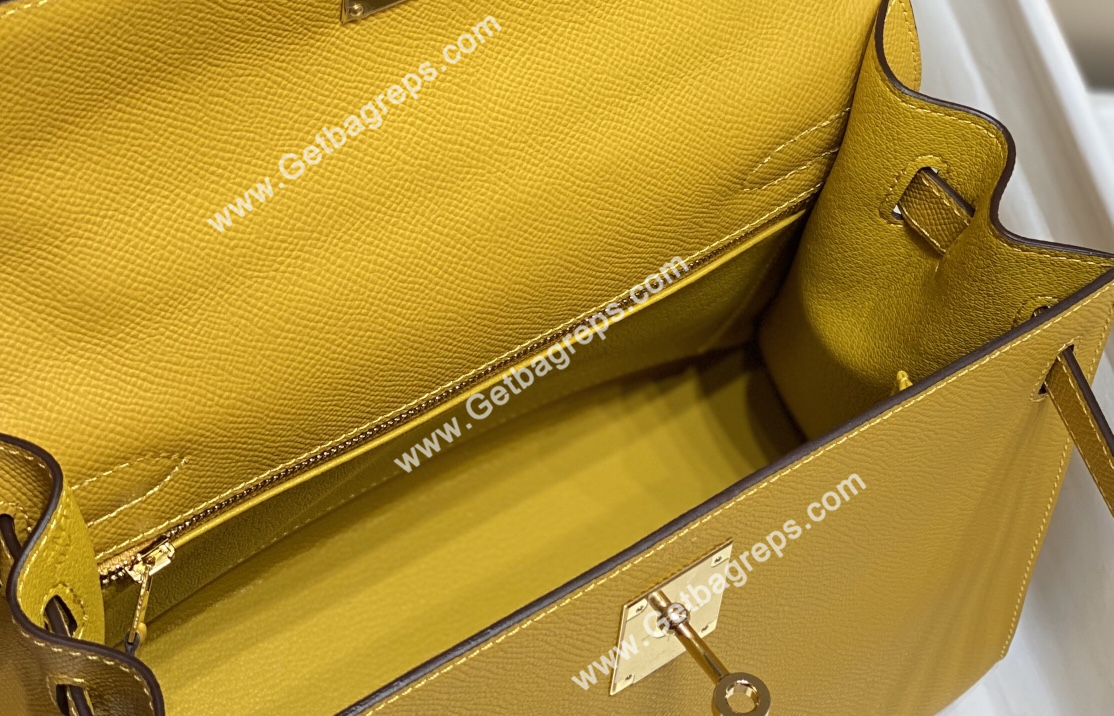 Kelly 25cm 28cm Epsom Amber With Gold