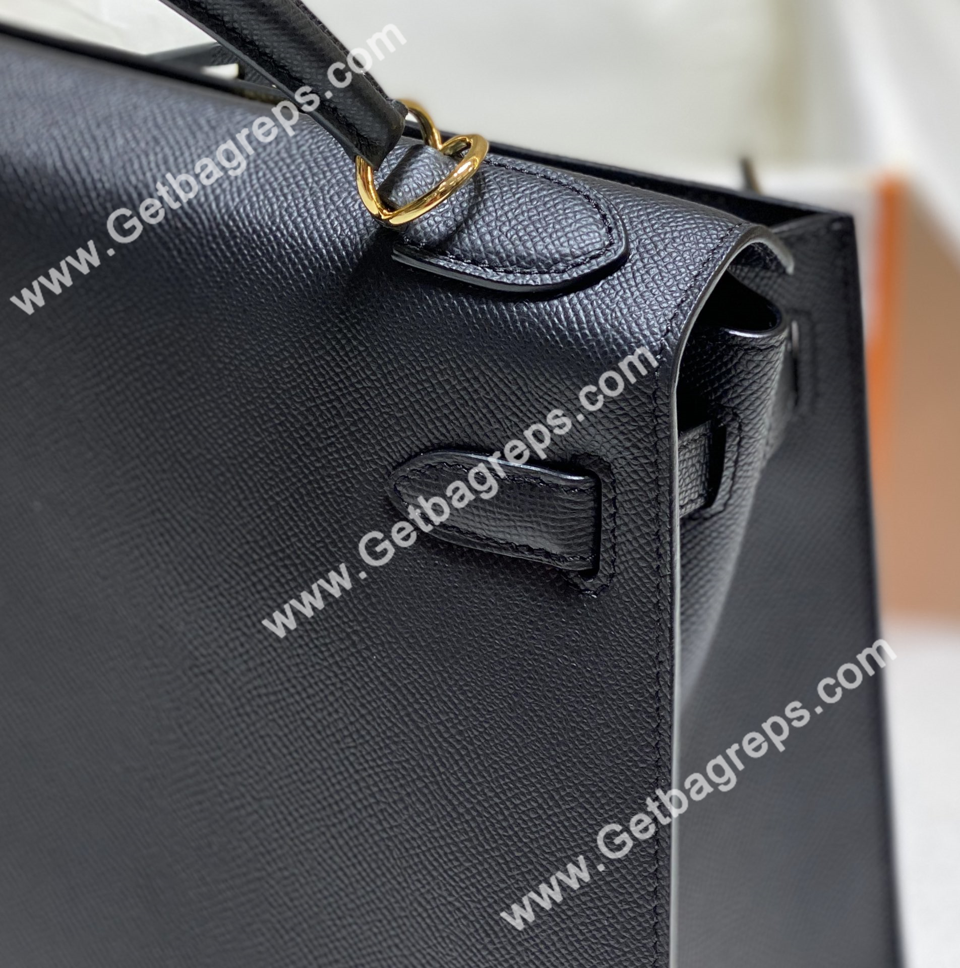Kelly 25cm 28cm Epsom Black With Gold
