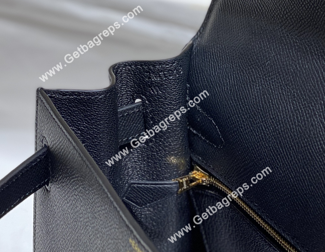 Kelly 25cm 28cm Epsom Black With Gold