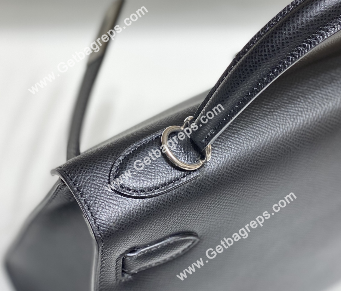 Kelly 25cm 28cm Epsom Black With Silver