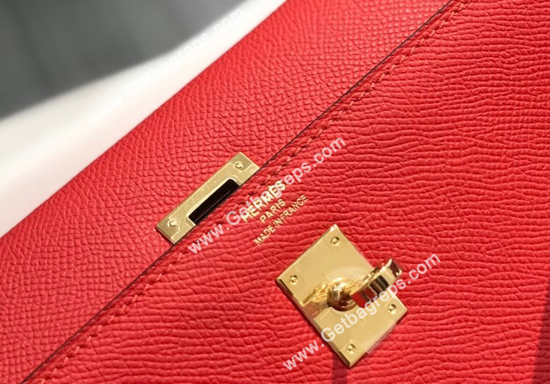 Kelly 25cm 28cm Epsom Red With Gold