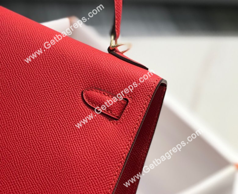 Kelly 25cm 28cm Epsom Red With Gold