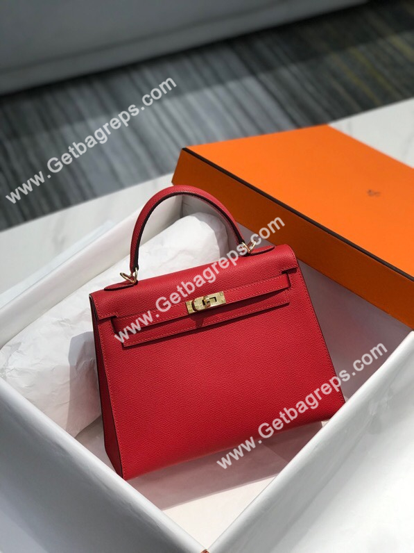 Kelly 25cm 28cm Epsom Red With Gold