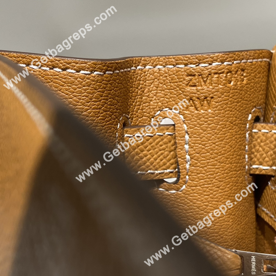 Kelly 25cm Epsom Gold Brown With Silver