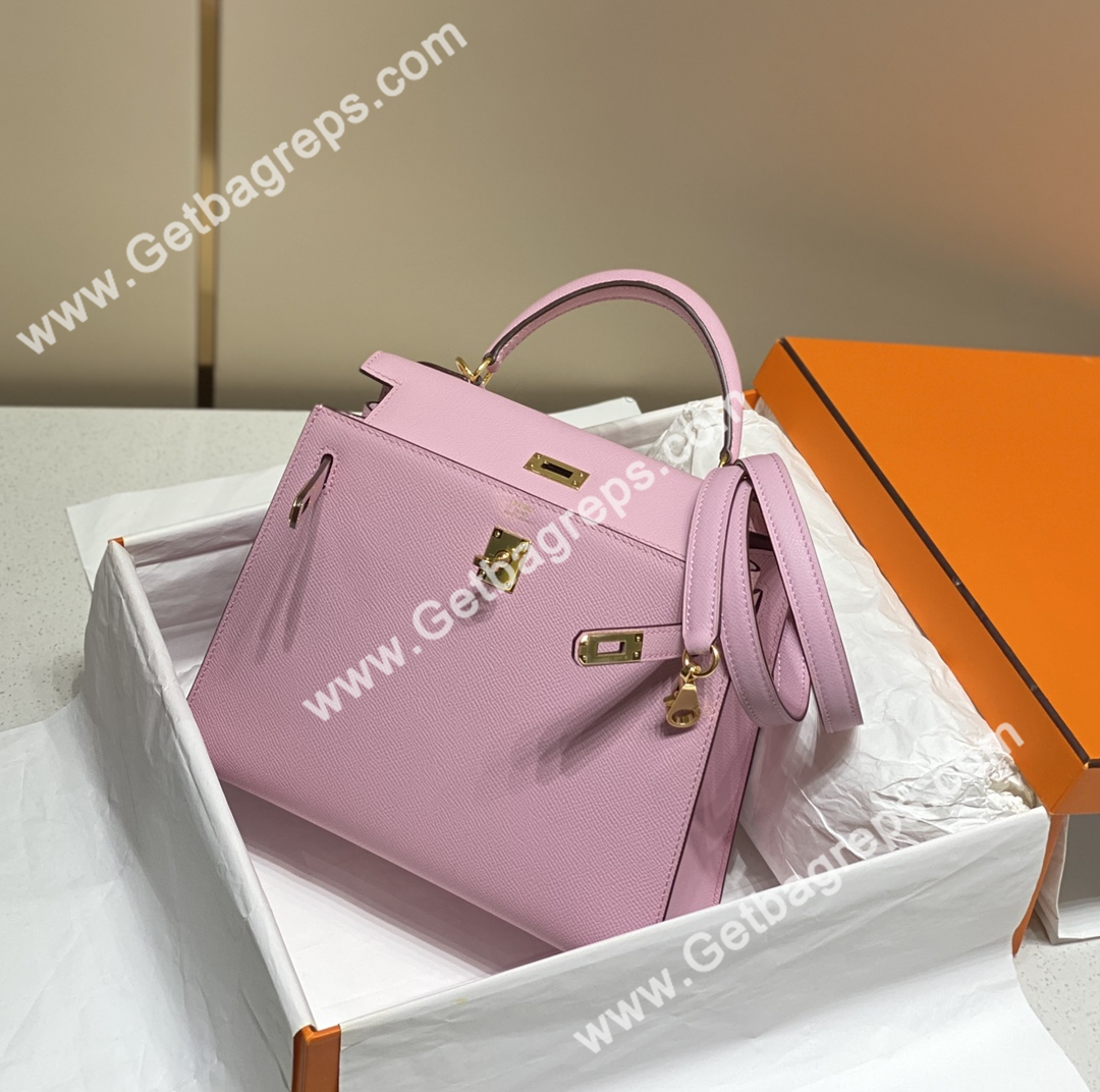 Kelly 25cm Epsom Mallow With Gold