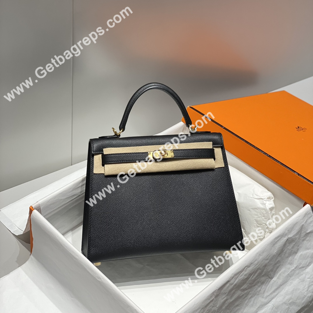 Kelly 28cm Epsom Black With Gold