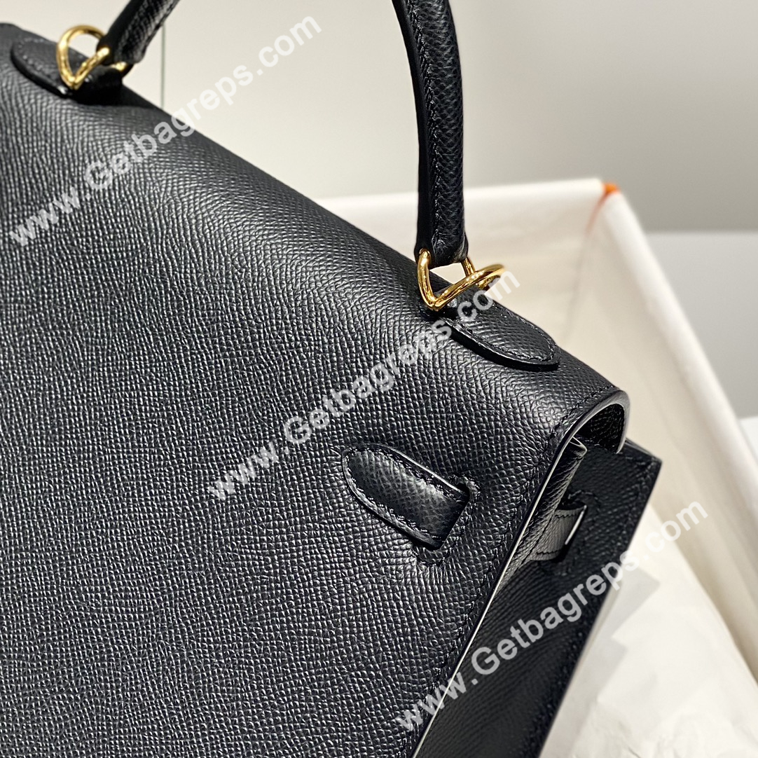 Kelly 28cm Epsom Black With Gold