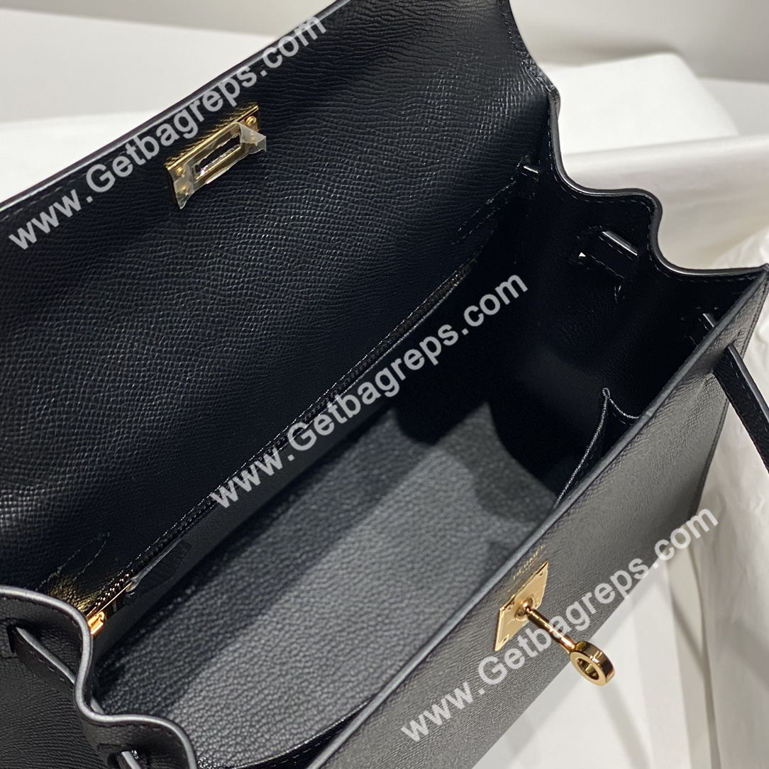 Kelly 28cm Epsom Black With Gold