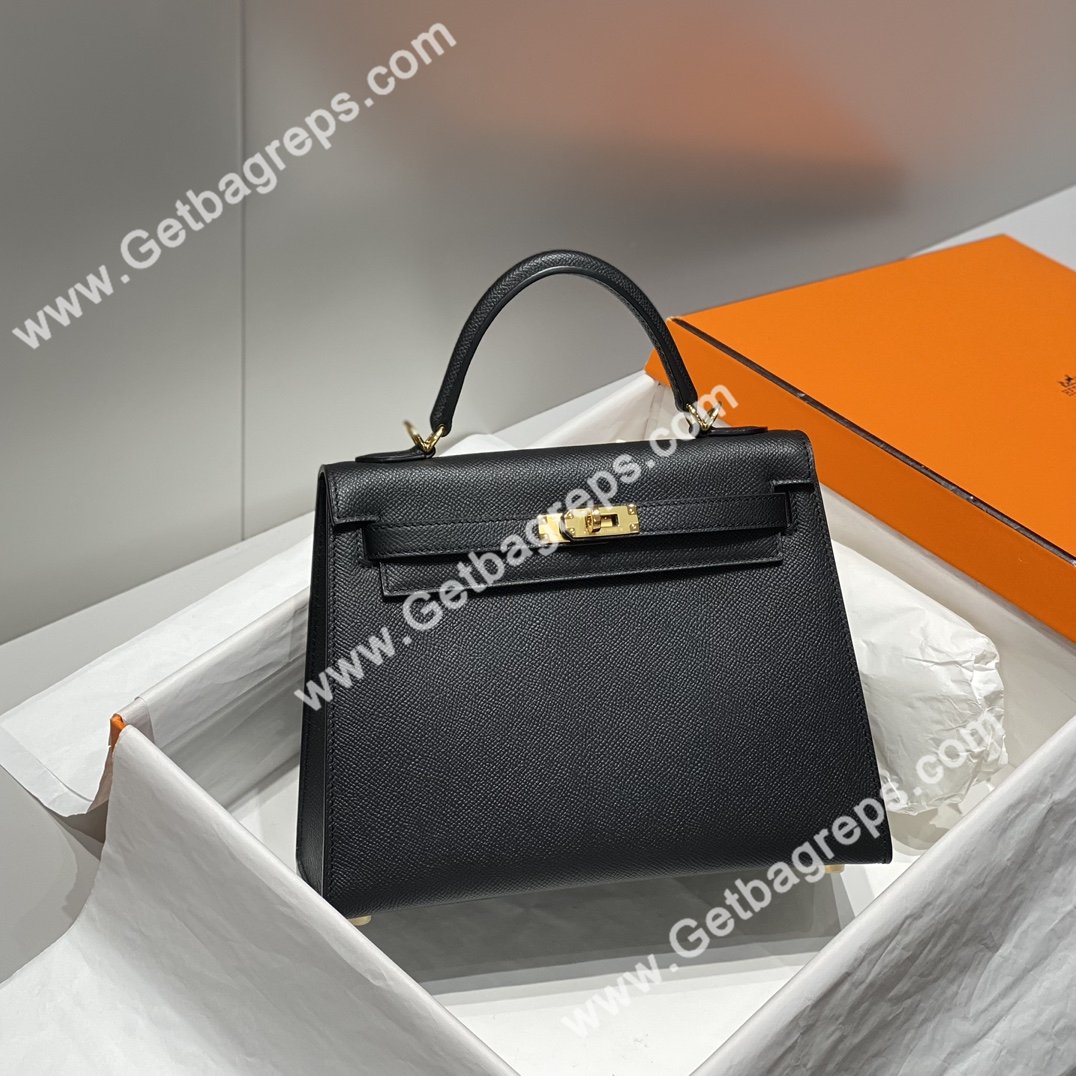 Kelly 28cm Epsom Black With Gold