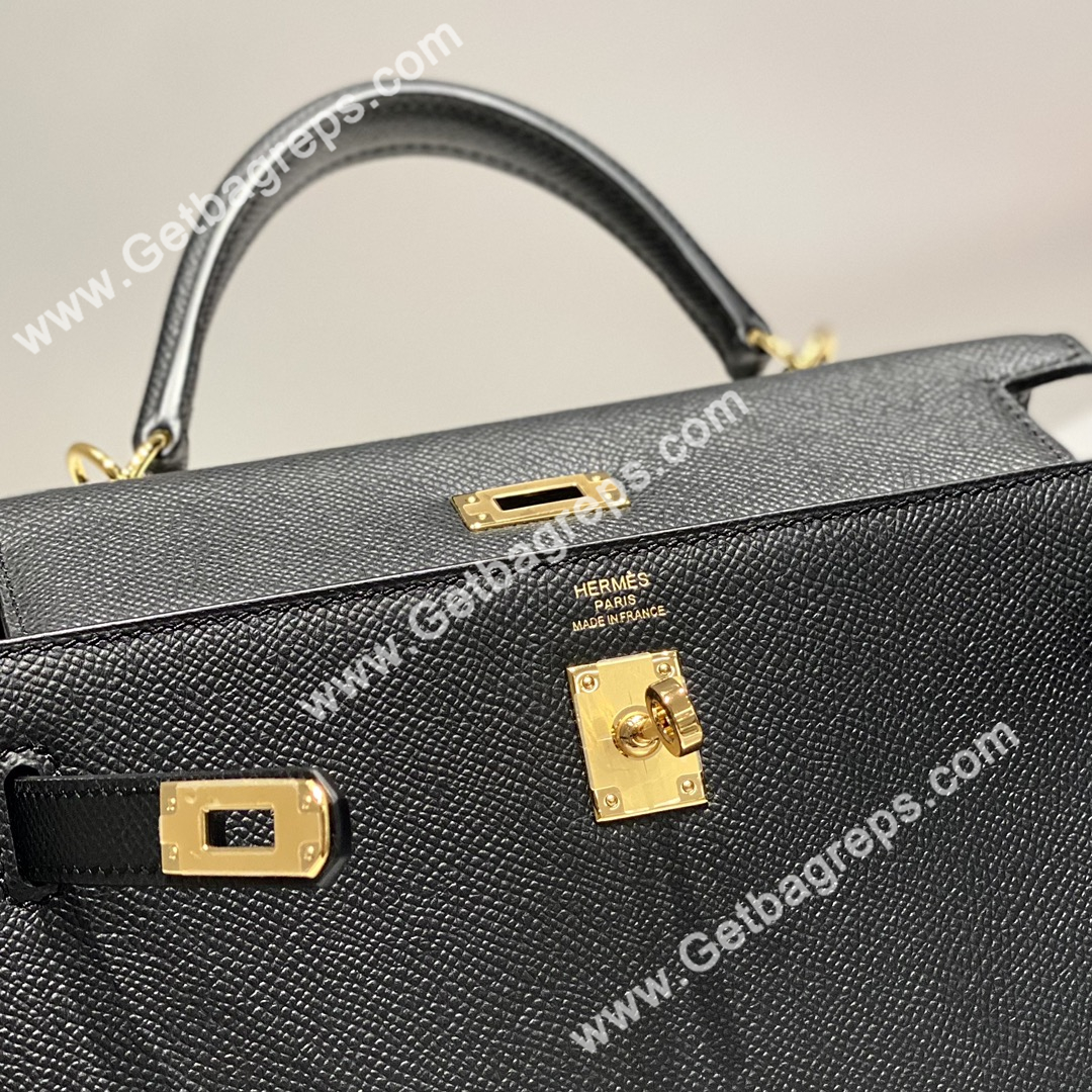 Kelly 28cm Epsom Black With Gold