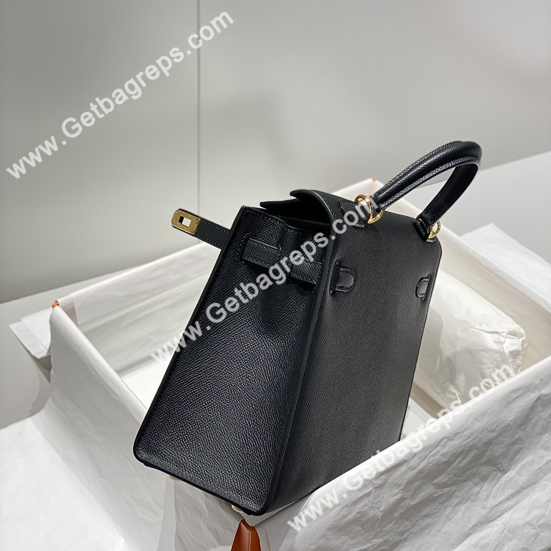 Kelly 28cm Epsom Black With Gold