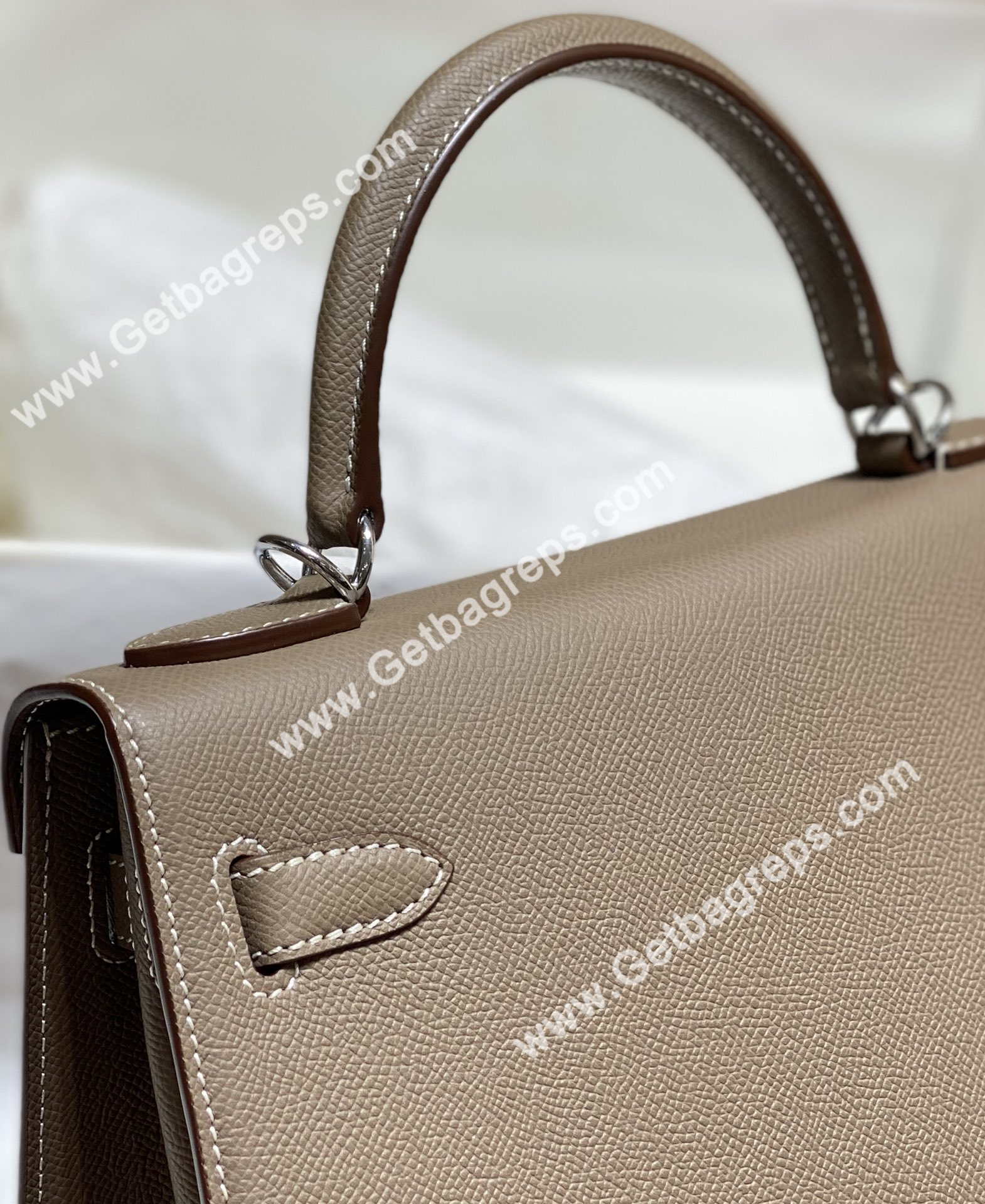 Kelly 28cm Epsom Elephant Grey With Gold