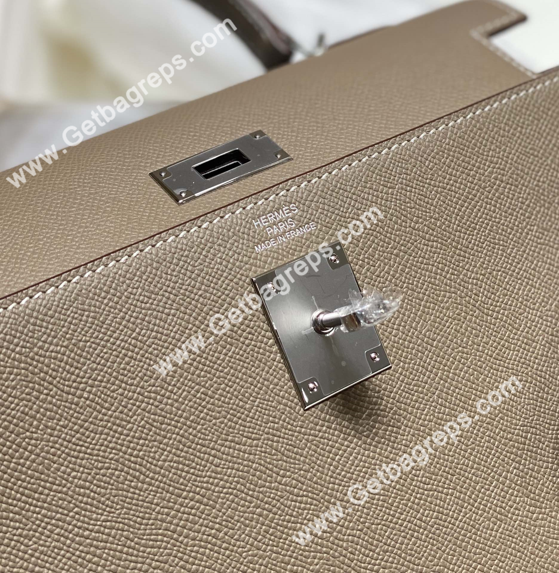 Kelly 28cm Epsom Elephant Grey With Gold