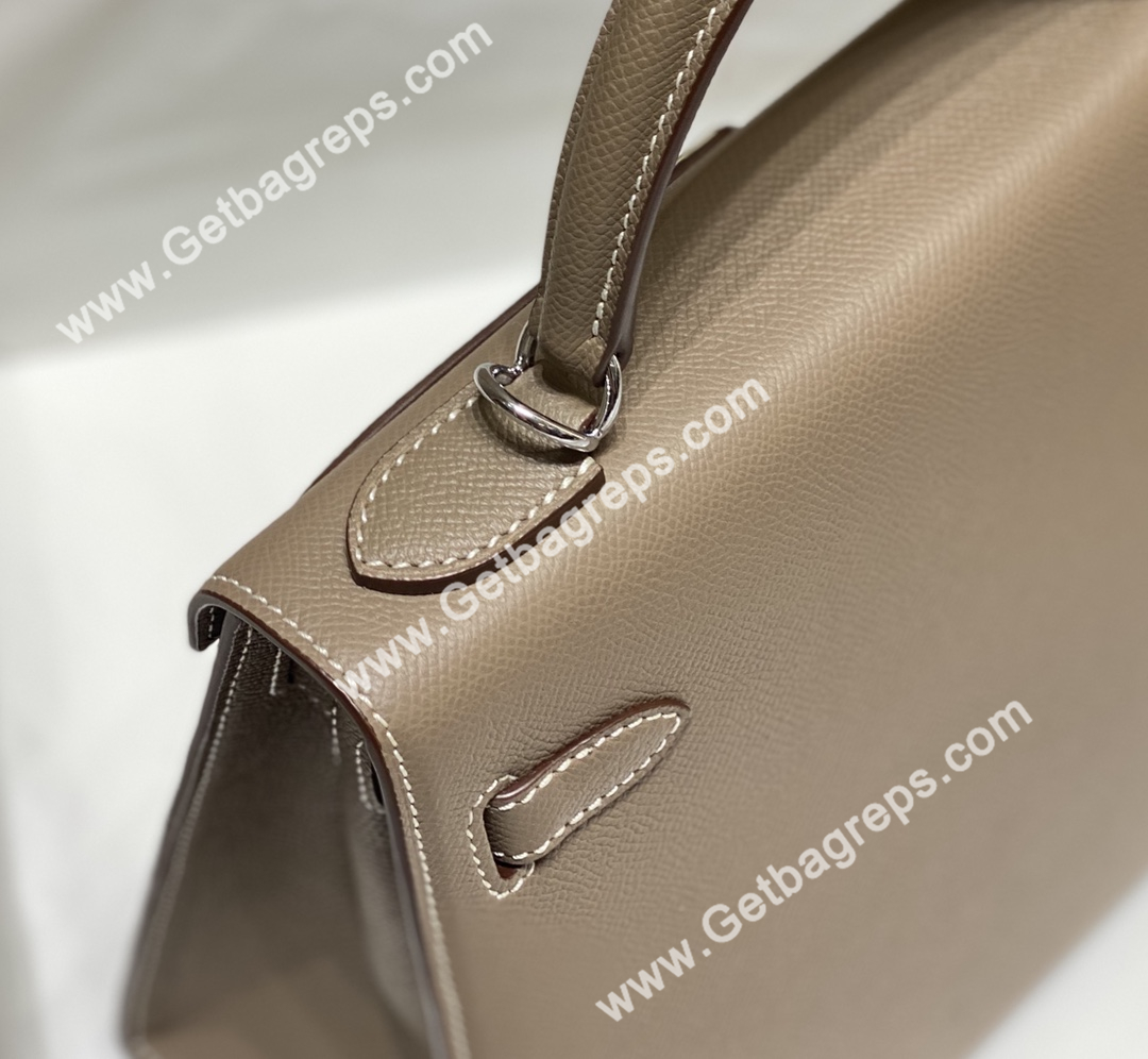 Kelly 28cm Epsom Elephant Grey With Gold