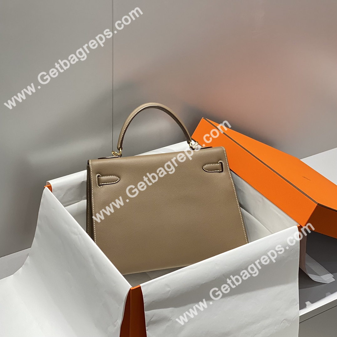 Kelly 28cm Epsom Elephant Grey With Silver