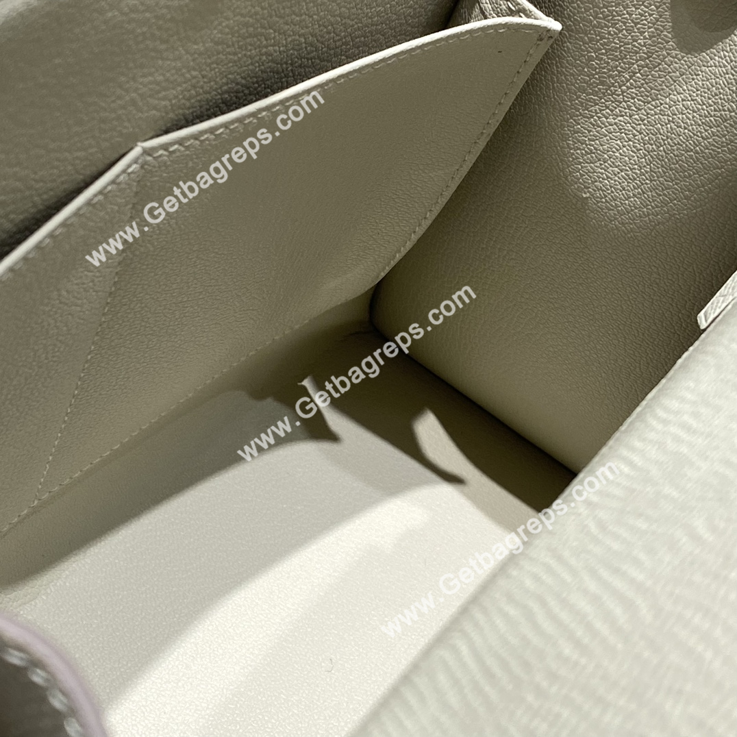 Kelly 28cm Epsom Milkshake White With Silver