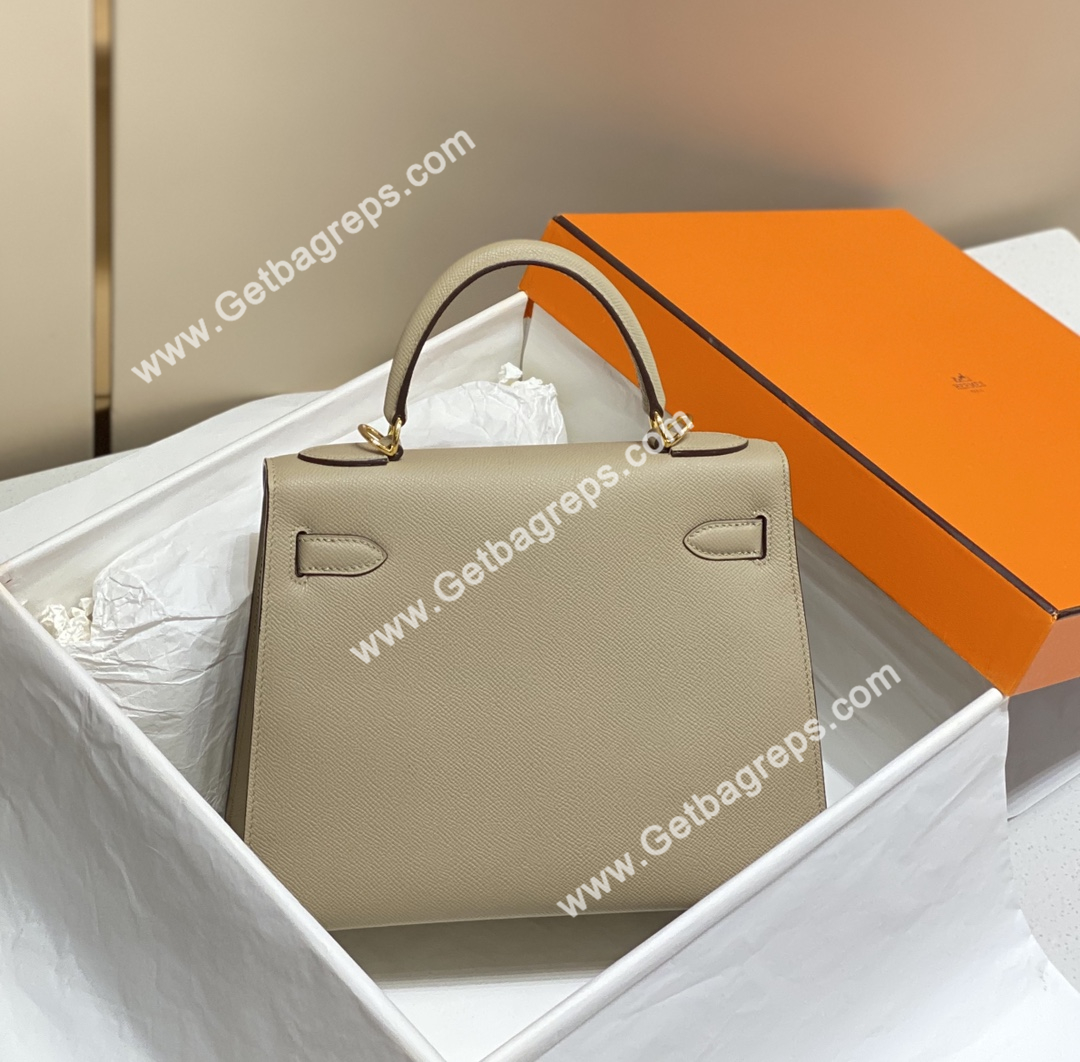 Kelly 28cm Epsom Spotted Dove Grey With Gold