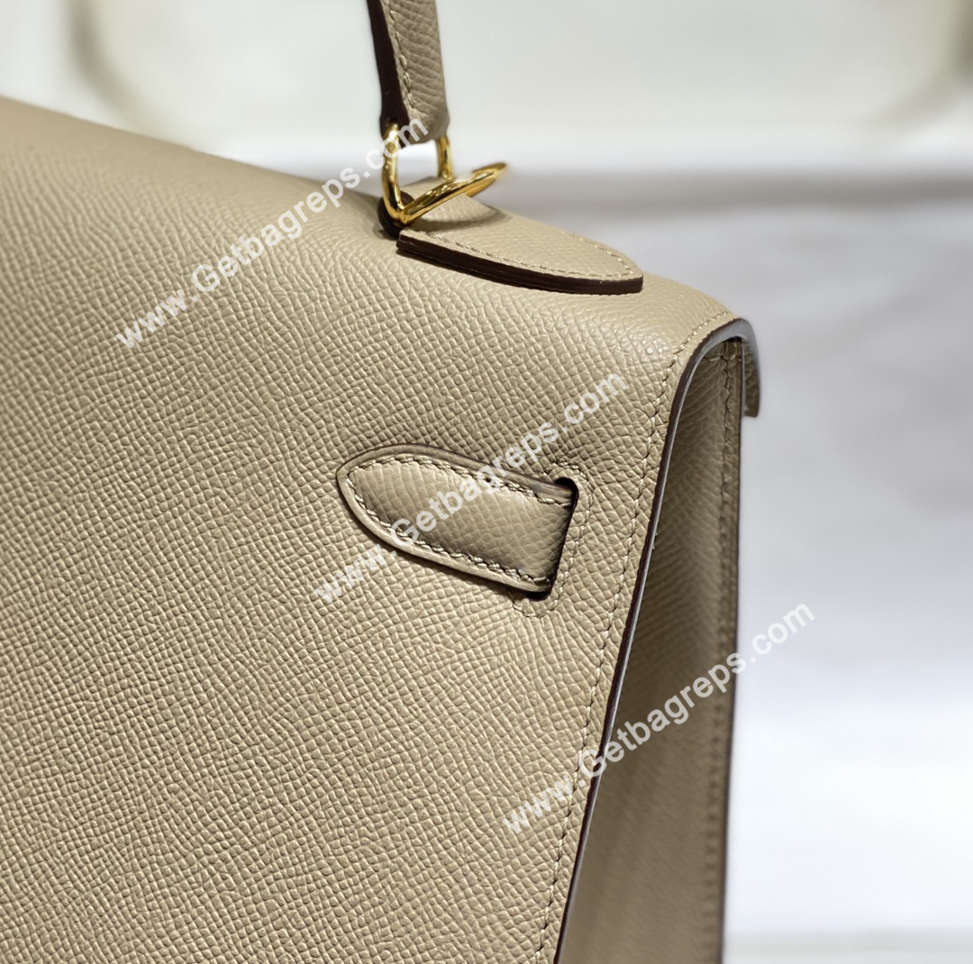 Kelly 28cm Epsom Spotted Dove Grey With Gold