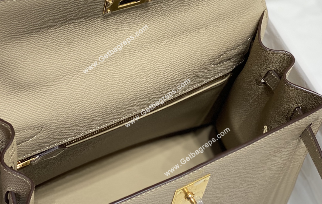 Kelly 28cm Epsom Spotted Dove Grey With Gold