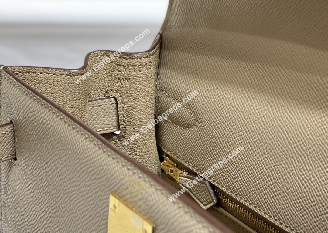 Kelly 28cm Epsom Spotted Dove Grey With Gold