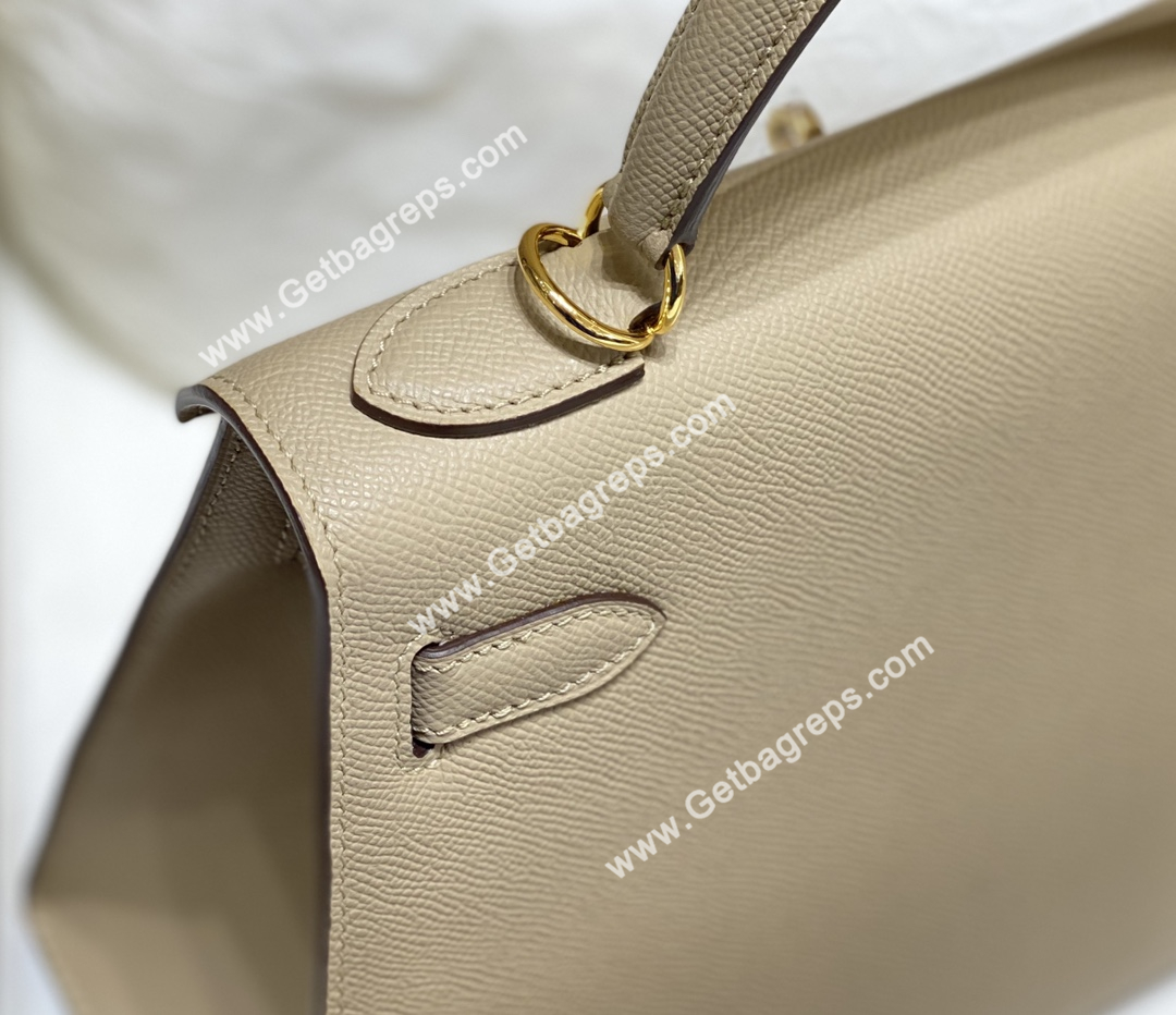 Kelly 28cm Epsom Spotted Dove Grey With Gold